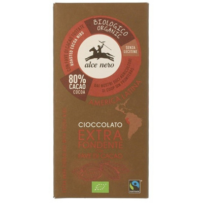 ALCE NERO Czekolada gorzka z kawałkami kakao 80% BIO 100g