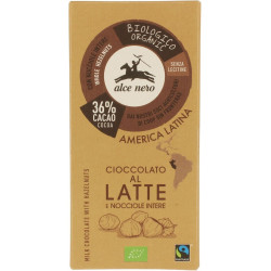 ALCE NERO Czekolada mleczna z orzechami Fair Trade BIO 100g