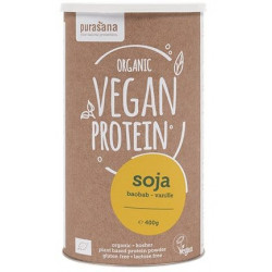 PURASANA Białko sojowe o smaku baobabu i wanilii bez laktozy BIO 400g PURASANA Białko sojowe o smaku baobabu i wanilii bez laktozy BIO 400g