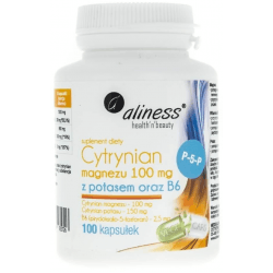 ALINESS Cytrynian Magnezu 100mg z potasem oraz B6 100 kaps. ALINESS Cytrynian Magnezu 100mg z potasem oraz B6 100 kaps.