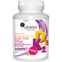 ALINESS Witamina K2 FORTE MK-7 z Natto + D3 200mcg 60 kaps. ALINESS Witamina K2 FORTE MK-7 z Natto + D3 200mcg 60 kaps.