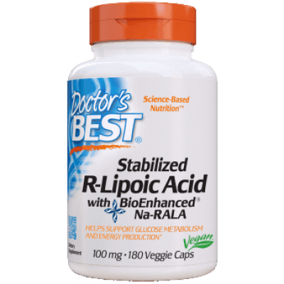 DOCTOR'S BEST Stabilized R-Lipoic Acid 100mg 180 kaps.