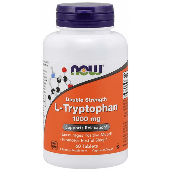 NOW FOODS L-Tryptophan Double Strength 1000 mg 60 tab. NOW FOODS L-Tryptophan Double Strength 1000 mg 60 tab.