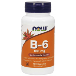 NOW FOODS Vitamin B-6 100mg 100 kaps. NOW FOODS Vitamin B-6 100mg 100 kaps.