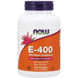 NOW FOODS Natural E-400 250 kaps. NOW FOODS Natural E-400 250 kaps.